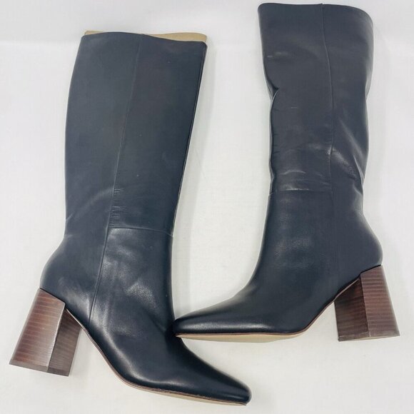 Calvin Klein Womens 9.5M Leather Arista Block Heel Square Toe Dress Boots $229 - Picture 2 of 6